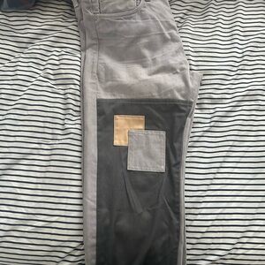 Helmut Lang Straight Gray and Black Jeans with Two-Tone Design
